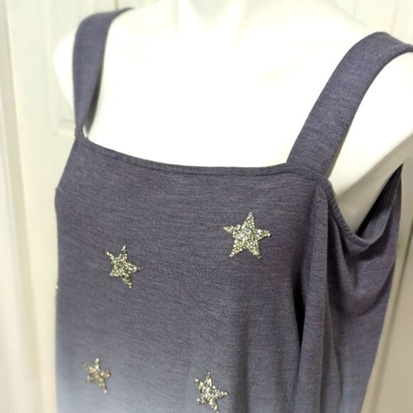 NWOT Women's INC International Concepts Ombre Silver Stars Cold Shoulder Sweater - Picture 6 of 15